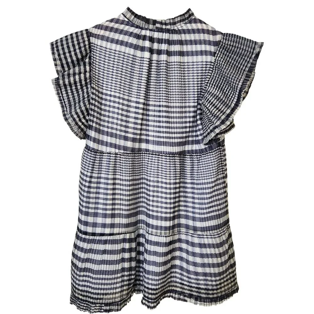Marie Oliver Bay Dress Organdy Check Blue White Gingham Ruffle Coquette Feminine - Picture 2 of 12